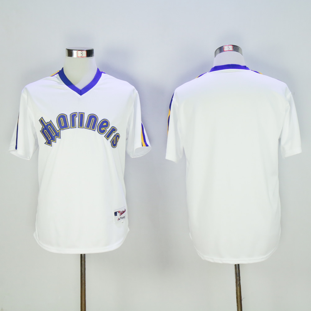 Men Seattle Mariners Blank White Throwback MLB Jerseys1->seattle mariners->MLB Jersey